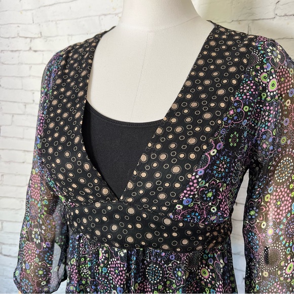 Odille Anthropologie 100% Silk Floral Sheer Size Small Made in USA - Picture 3 of 11